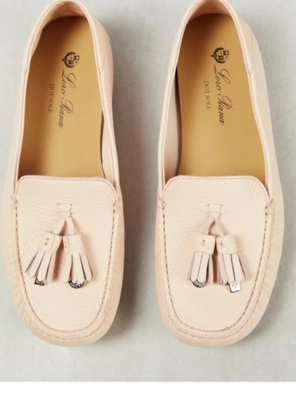 $989 Loro Piana Moccasin Dot Sole Sz 42 US 12 in Plum Flower